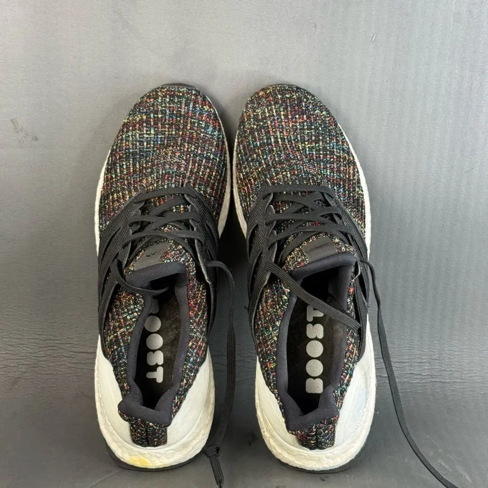 adidas Ultra Boost 4.0 Black Multi-Color White Heel Cage men’s size 10